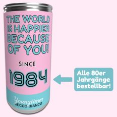 Secco Bianco HAPPIER SINCE - Alle 80er - Jahrgangsgeschenk