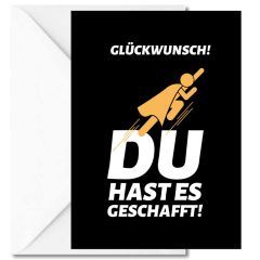 Geschenktüte + Grußkarte DU HAST ES GESCHAFFT!