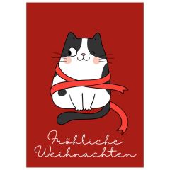 Geschenktüte FRÖHLICHE WEIHNACHTEN - Katze - zum Befüllen