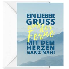 Geschenktüte + Grußkarte EIN GRUSS AUS DER FERNE