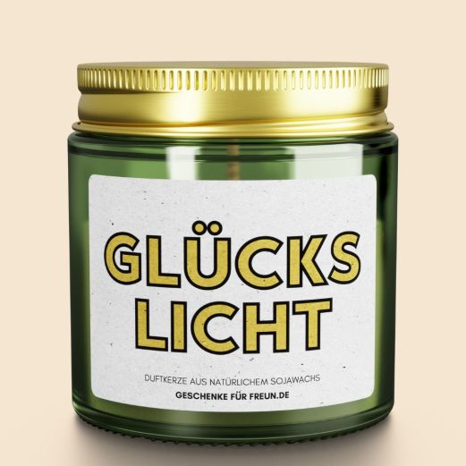 Duftkerze mit Spruch GLÜCKSLICHT