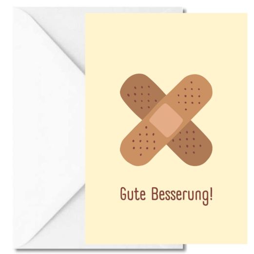 Personalisierbare Grußkarte GUTE BESSERUNG! - Motiv Pflaster