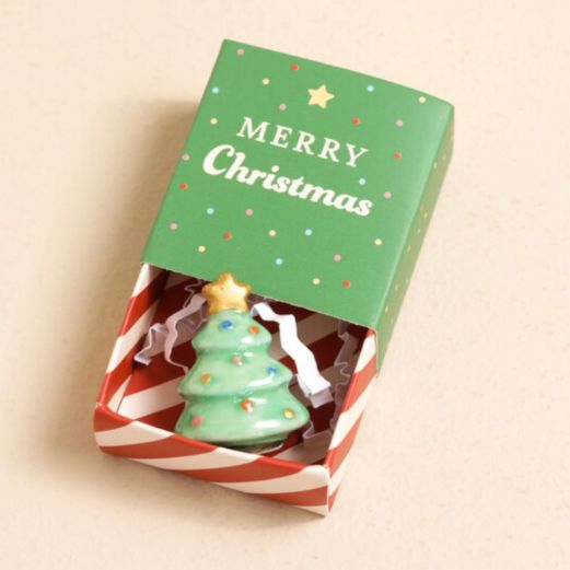 Miniatur Geschenkbox TINY KERAMIK - MERRY CHRISTMAS - TREE